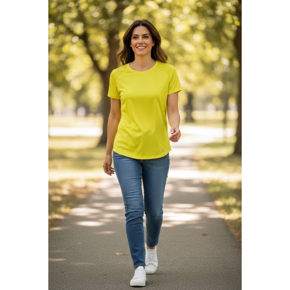 Spyder Active Womens Neon Yellow Split Back Mesh Performance T-Shirt Small